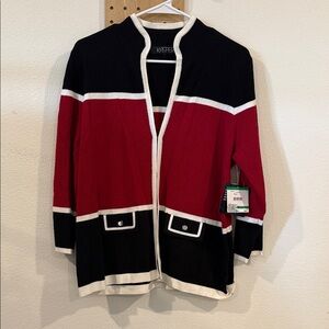 Kasper Women's Bold Red and Black Cardigan